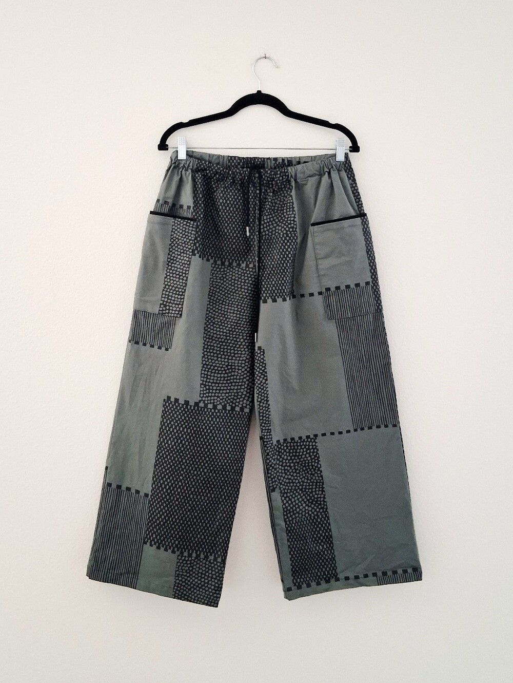 Sou Sou Japan Wide Leg Oversized Pockets Patchwork Dotted Print Pant